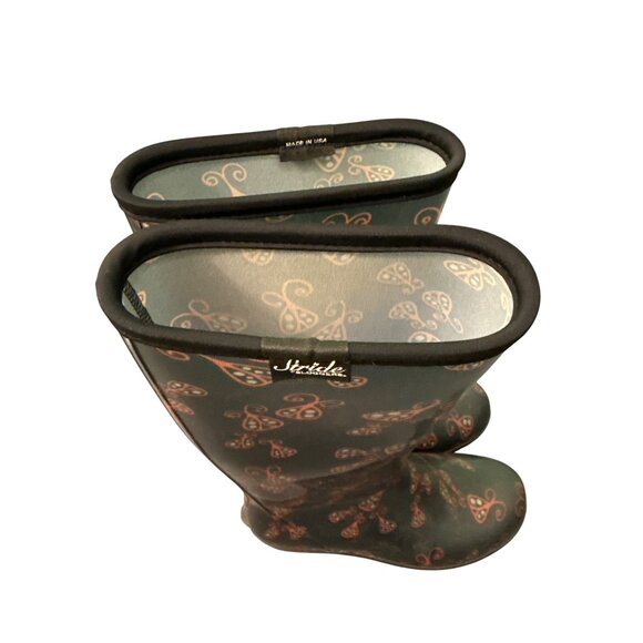 Stride Sloggers Womens Rubber Rain Boots With Red & Black Paisley Print Size 9 - Picture 6 of 7